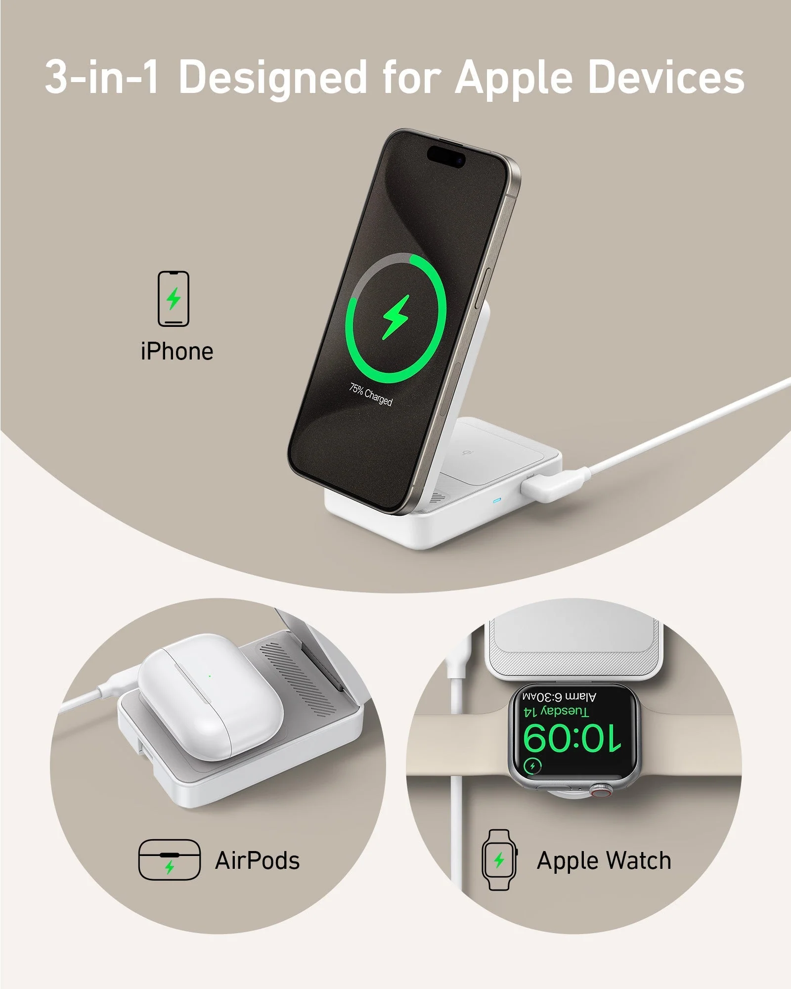 Anker MagGo Wireless Charging Station (Foldable 3-in-1) - Image 8