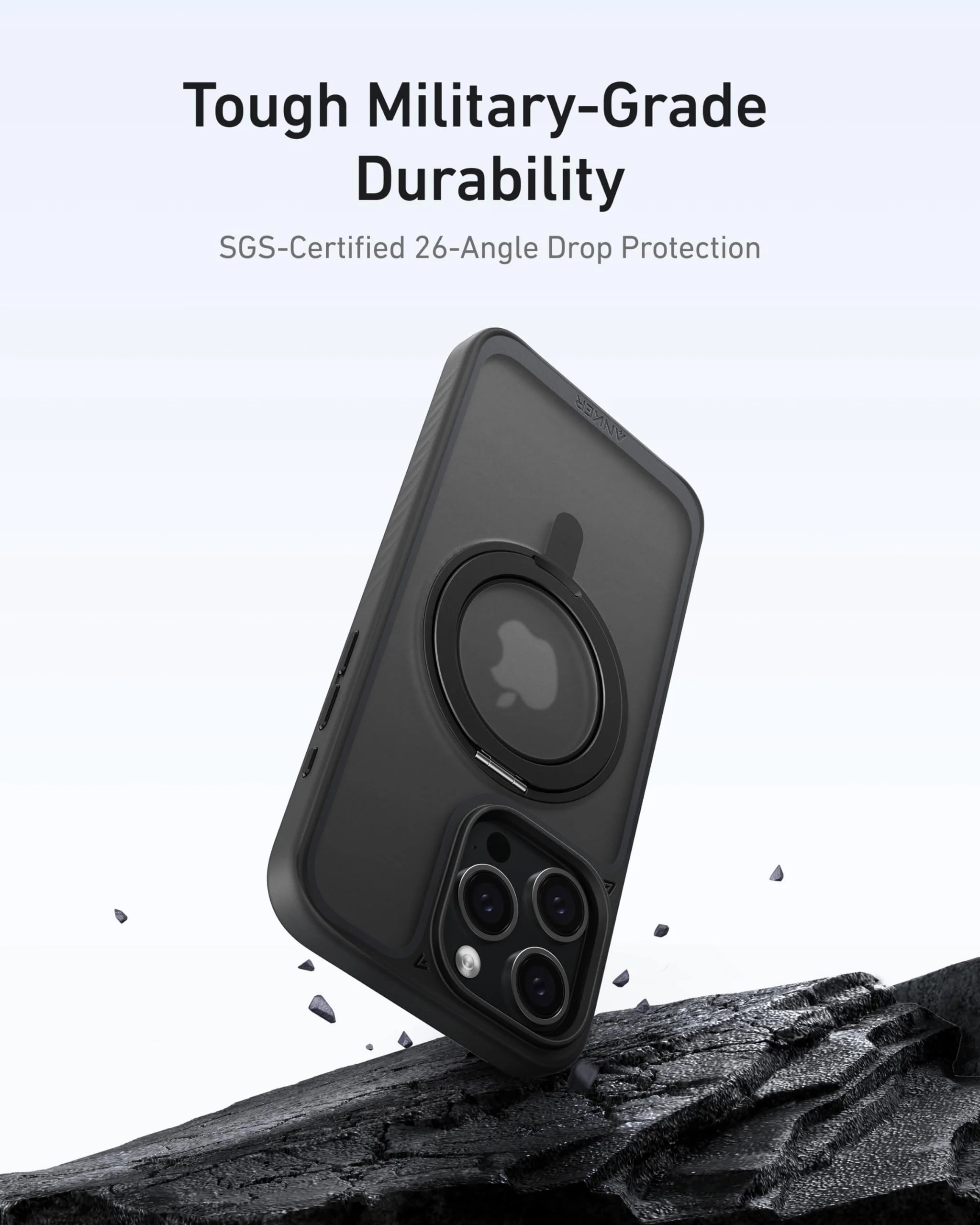 Anker MagGo Magnetic Case with Stand (360° Ring Stand, For iPhone)-Aurora White-iPhone 16 Pro - Image 11