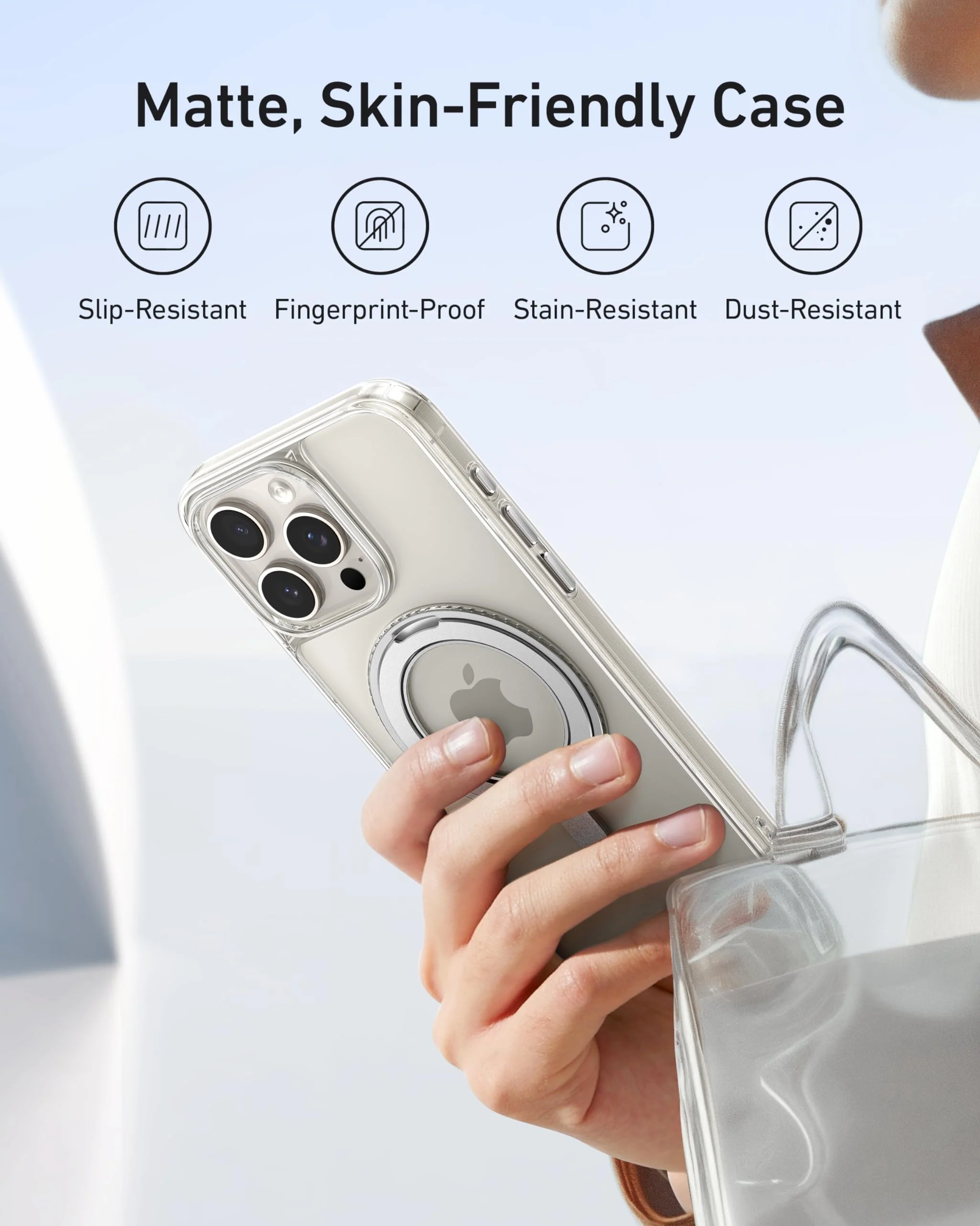 Anker MagGo Magnetic Case with Stand (360° Ring Stand, For iPhone)-Aurora White-iPhone 16 Pro - Image 17