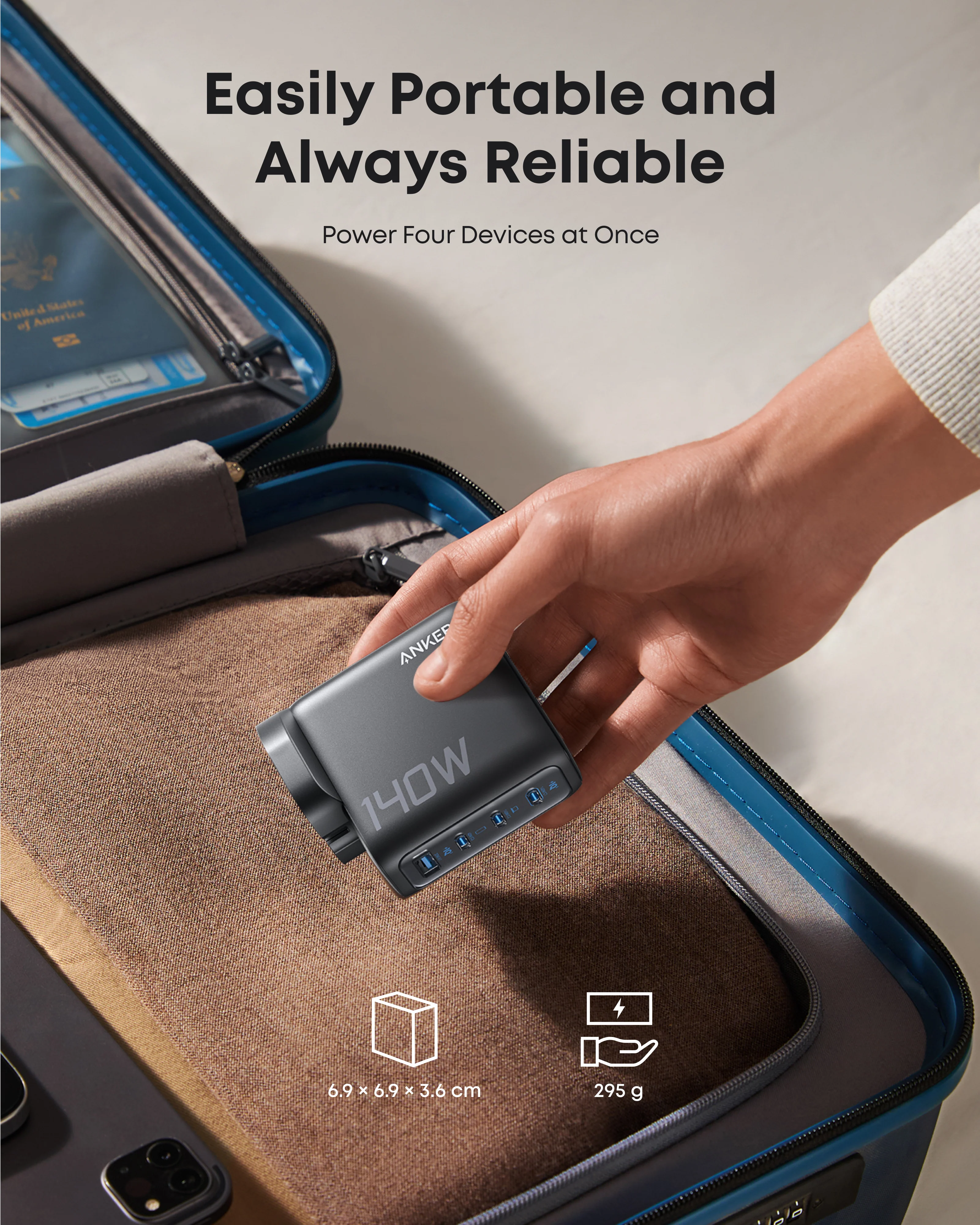 Anker Laptop Charger (140W, 4-Port, PD 3.1) with USB-C Cable - Image 6